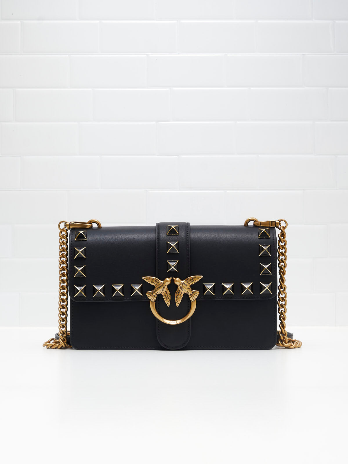 Borsa a Tracolla Love Bag painted studs black gold