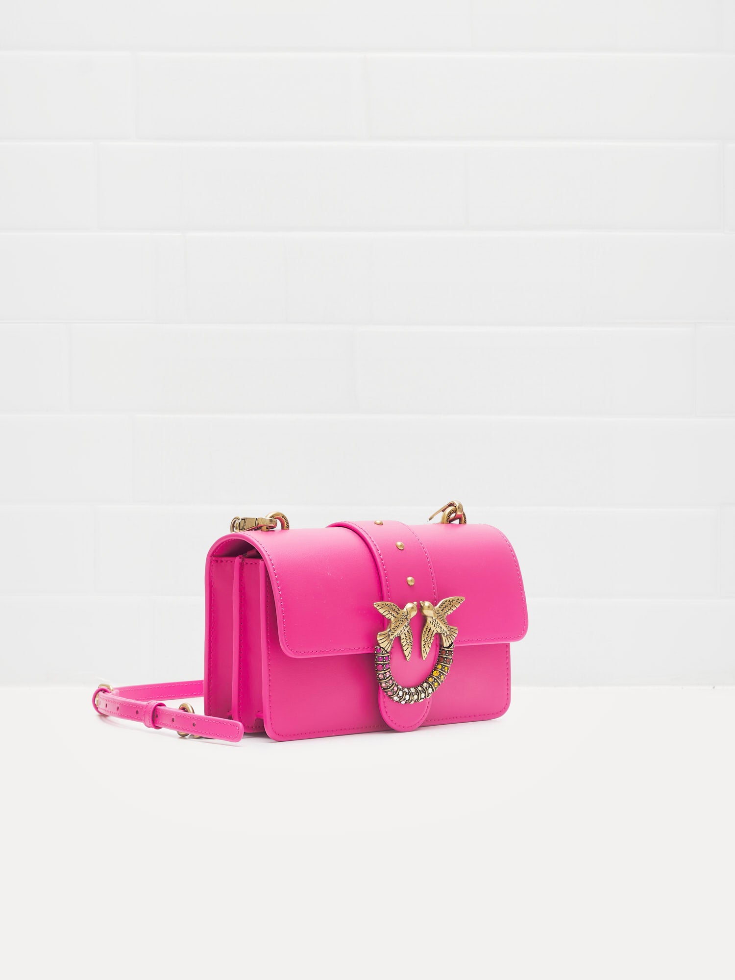 PINKO - Borsa a Tracolla Love One Mini fucsia gold sw 