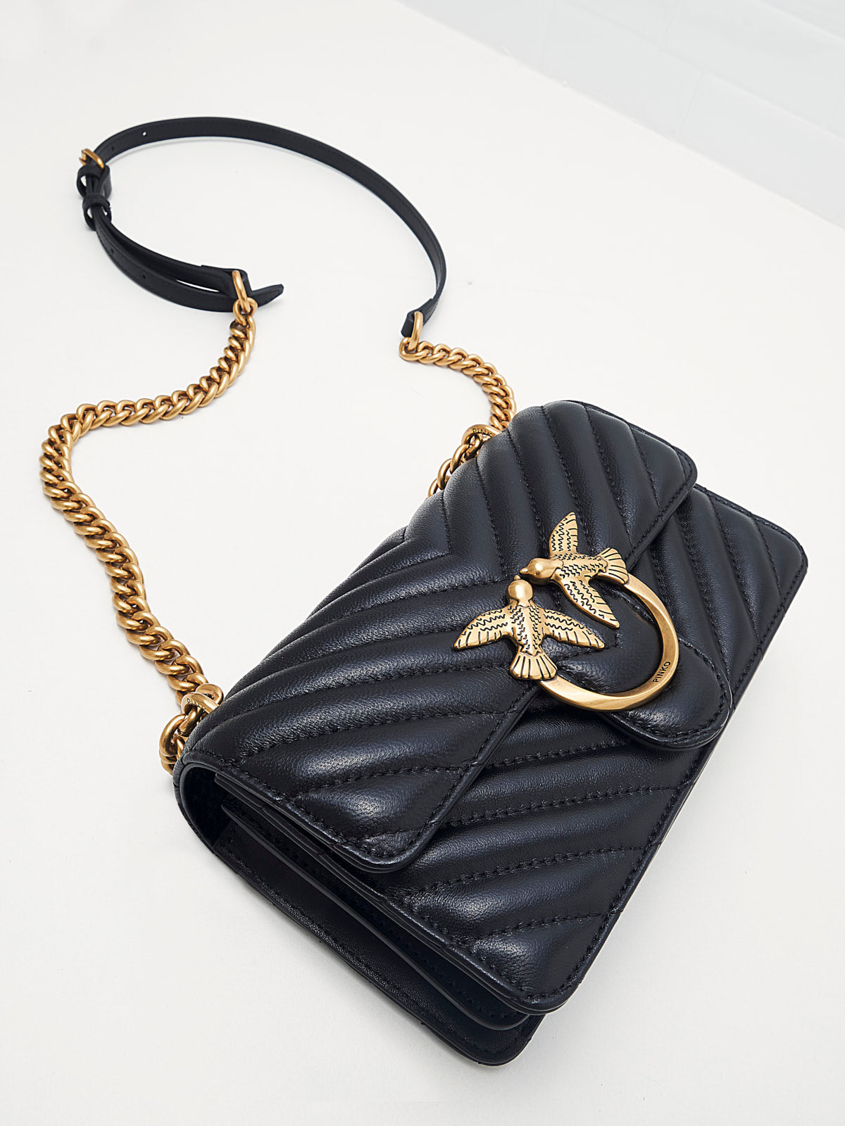 PINKO - Borsa a Tracolla Love One Mini DC black gold 