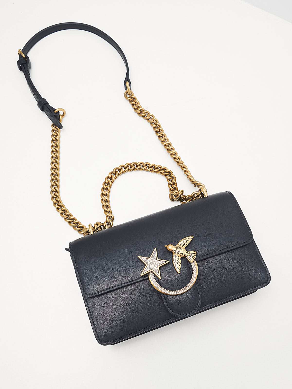 PINKO - Borsa a Tracolla Love One Mini DC black gold 