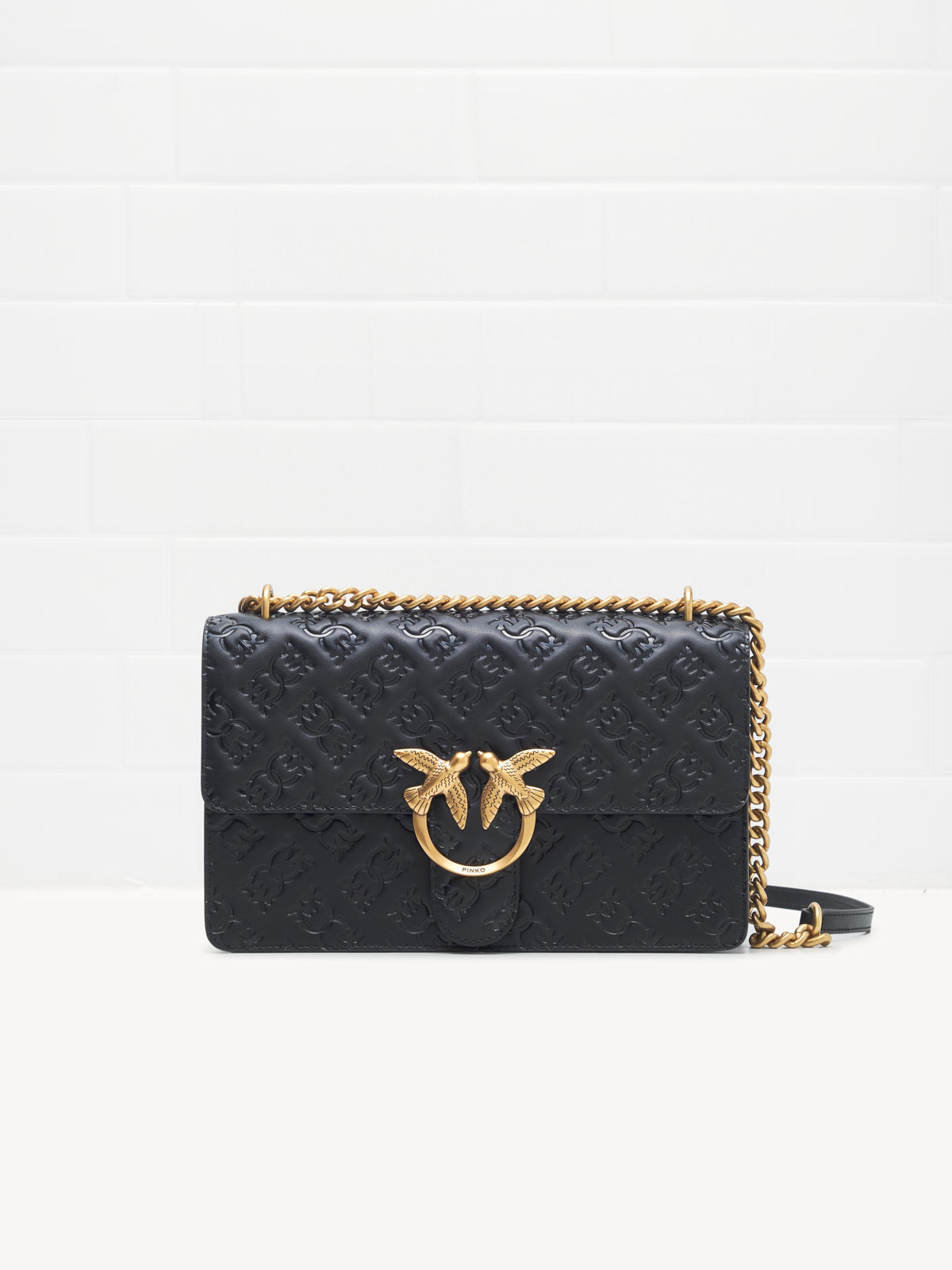 Love One Classic Logo Black Gold Shoulder Bag