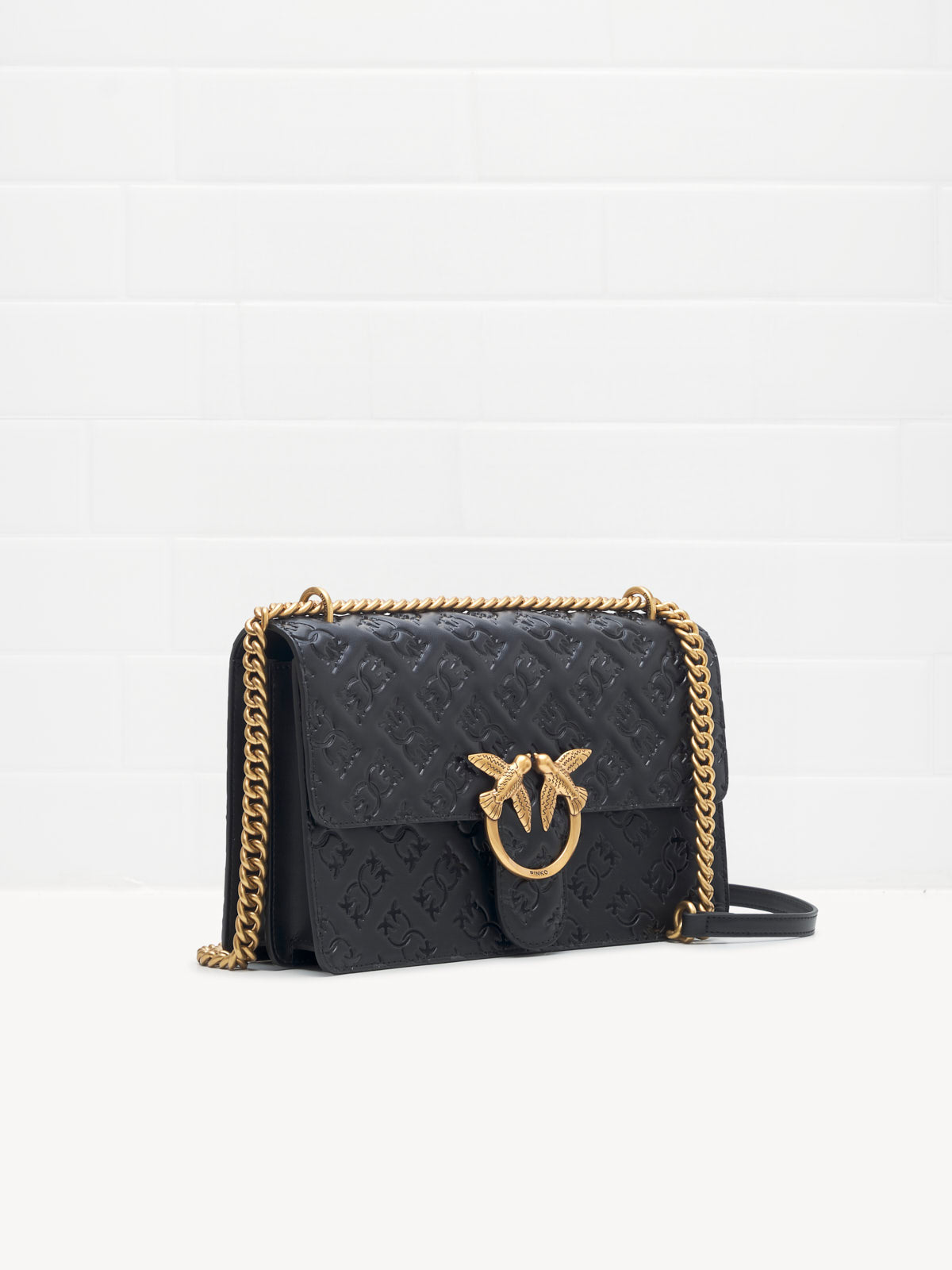 PINKO - Borsa a Tracolla Love One Classic Logo black gold 