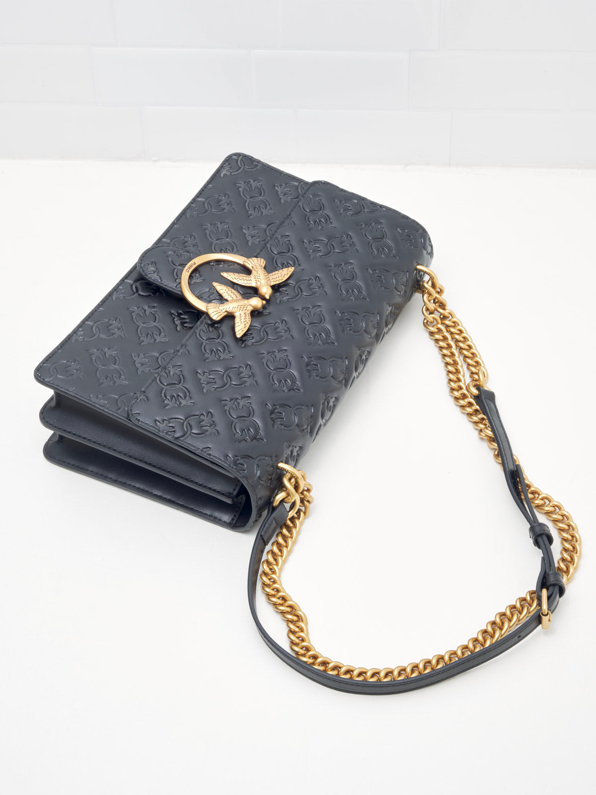 PINKO - Borsa a Tracolla Love One Classic Logo black gold 
