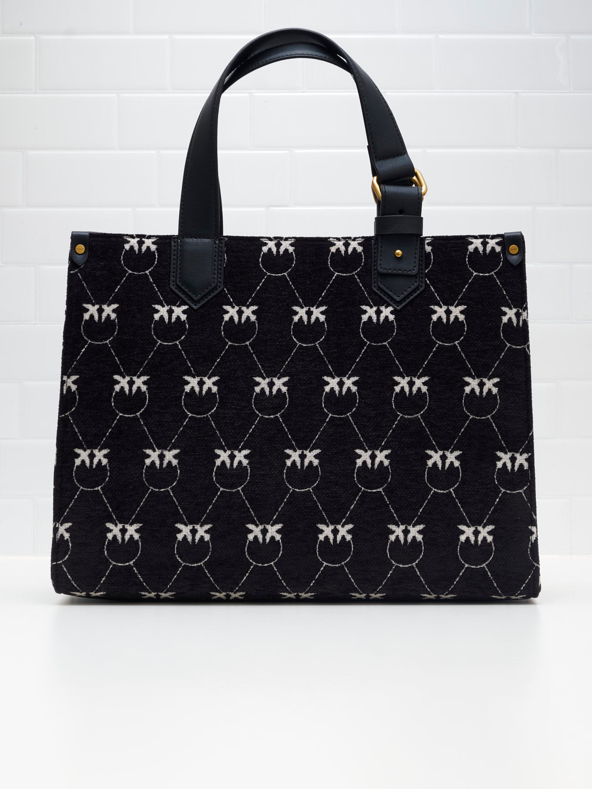 PINKO - Borsa Shopping Jacquard black white 