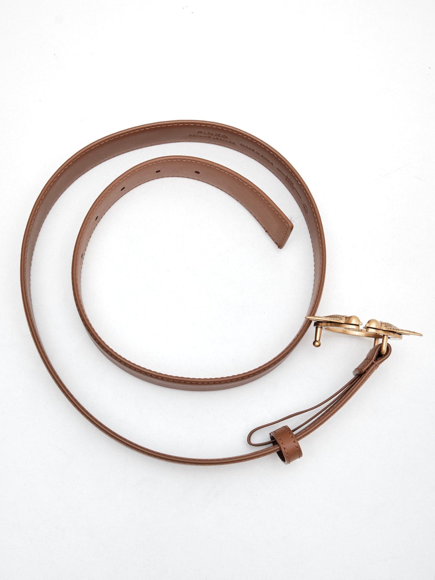 PINKO - Cintura Love Berry H3 Double brown gold 