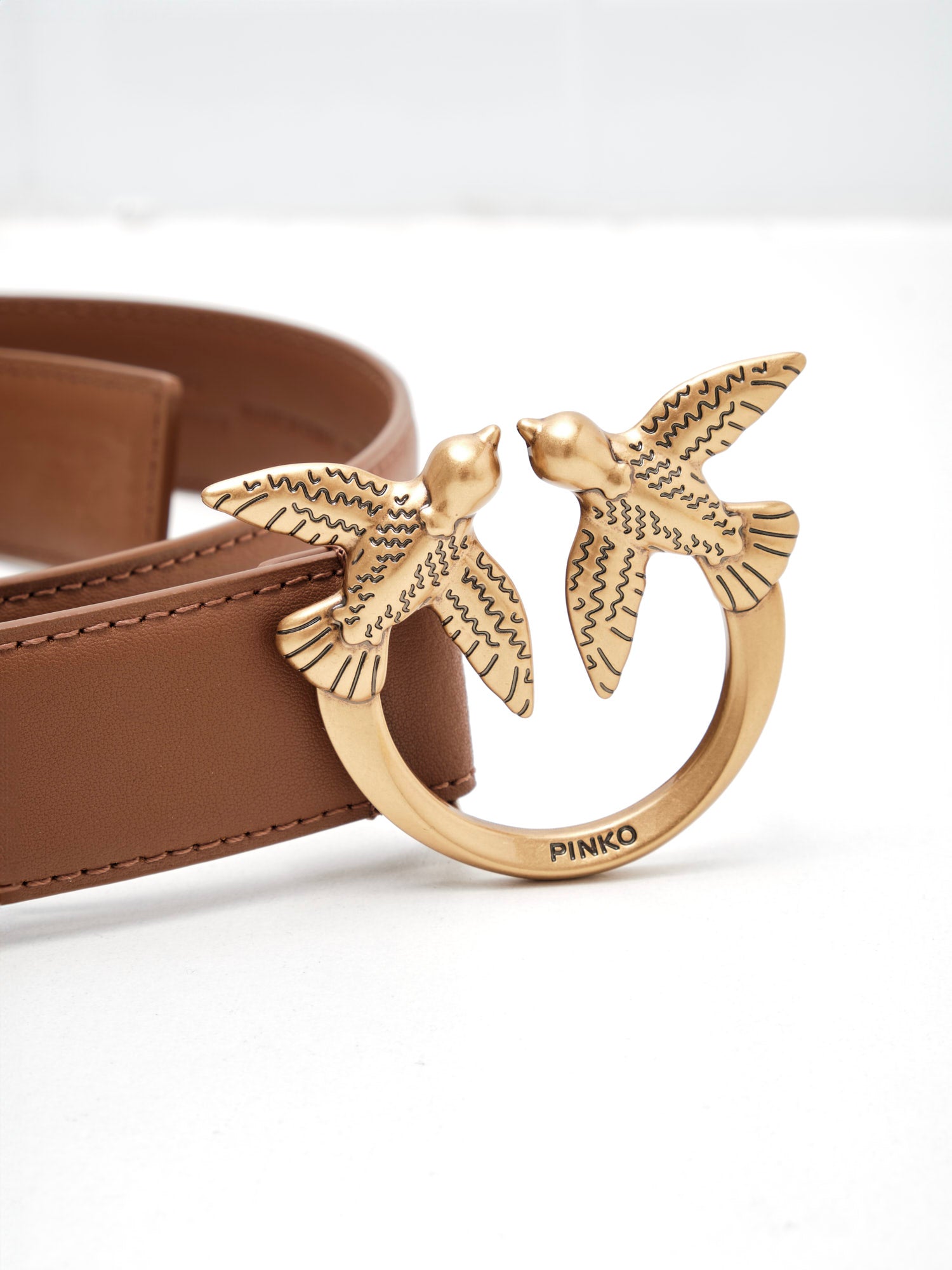 PINKO - Cintura Love Berry H3 Double brown gold 