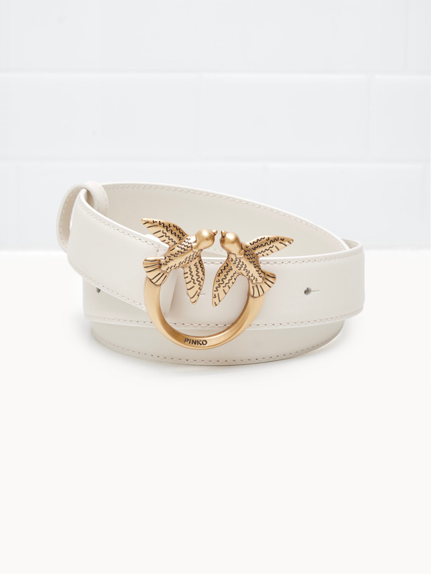 PINKO - Cintura Love Berry H3 Double white silk gold 