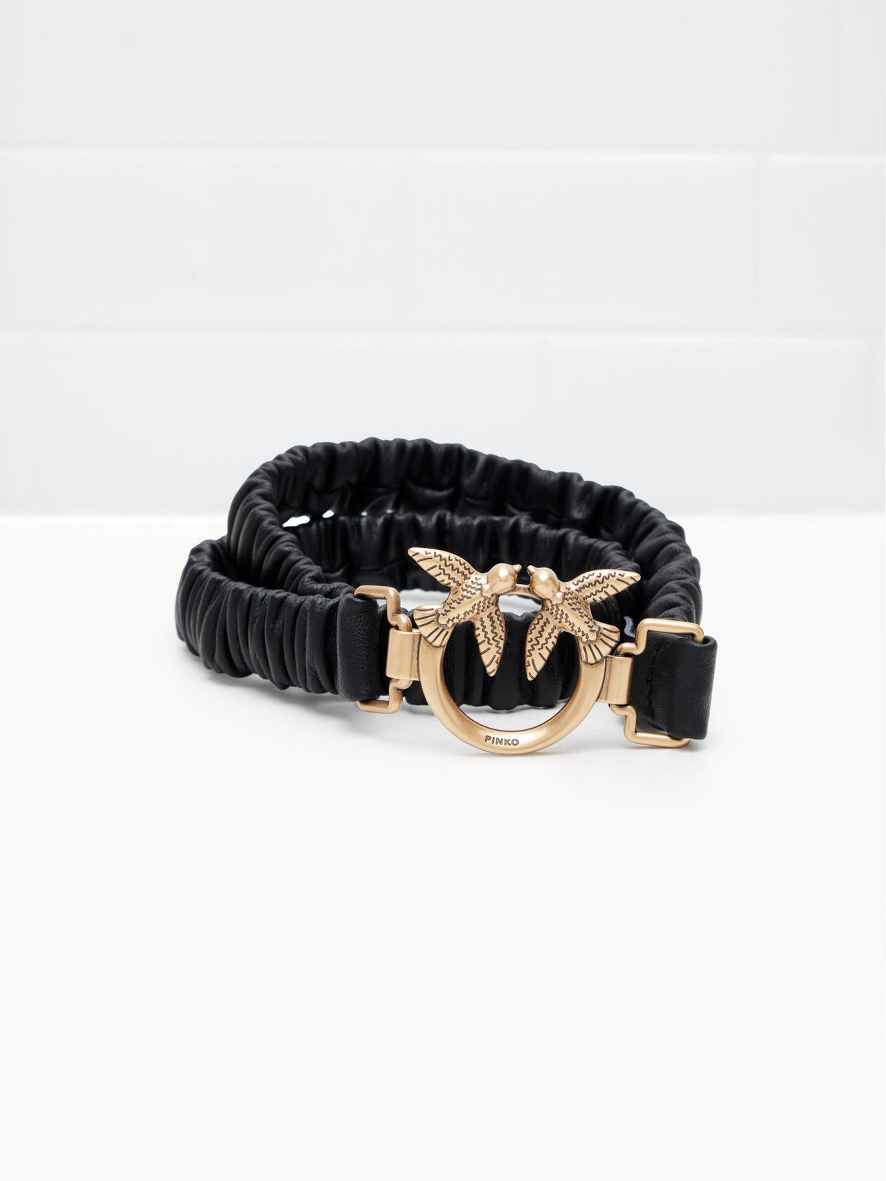 Pinko Cintura Love Ruffle H2 Arricciata Black Gold