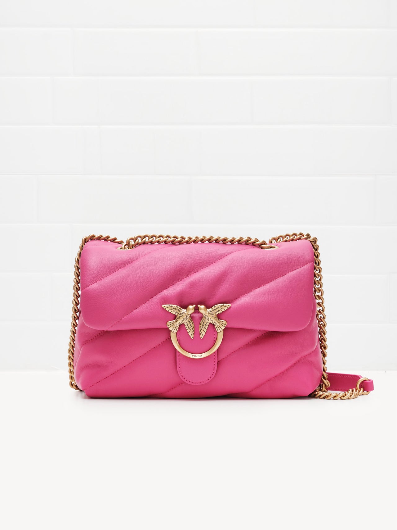 Pinko Classic Love Bag Puff Maxi Quilt Pink Pinko Gold