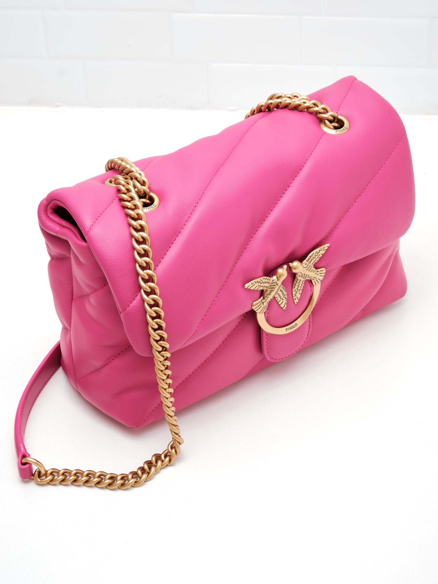 PINKO - Borsa a Tracolla Classic Love Bag Puff Maxi Quilt pink Pinko gold 
