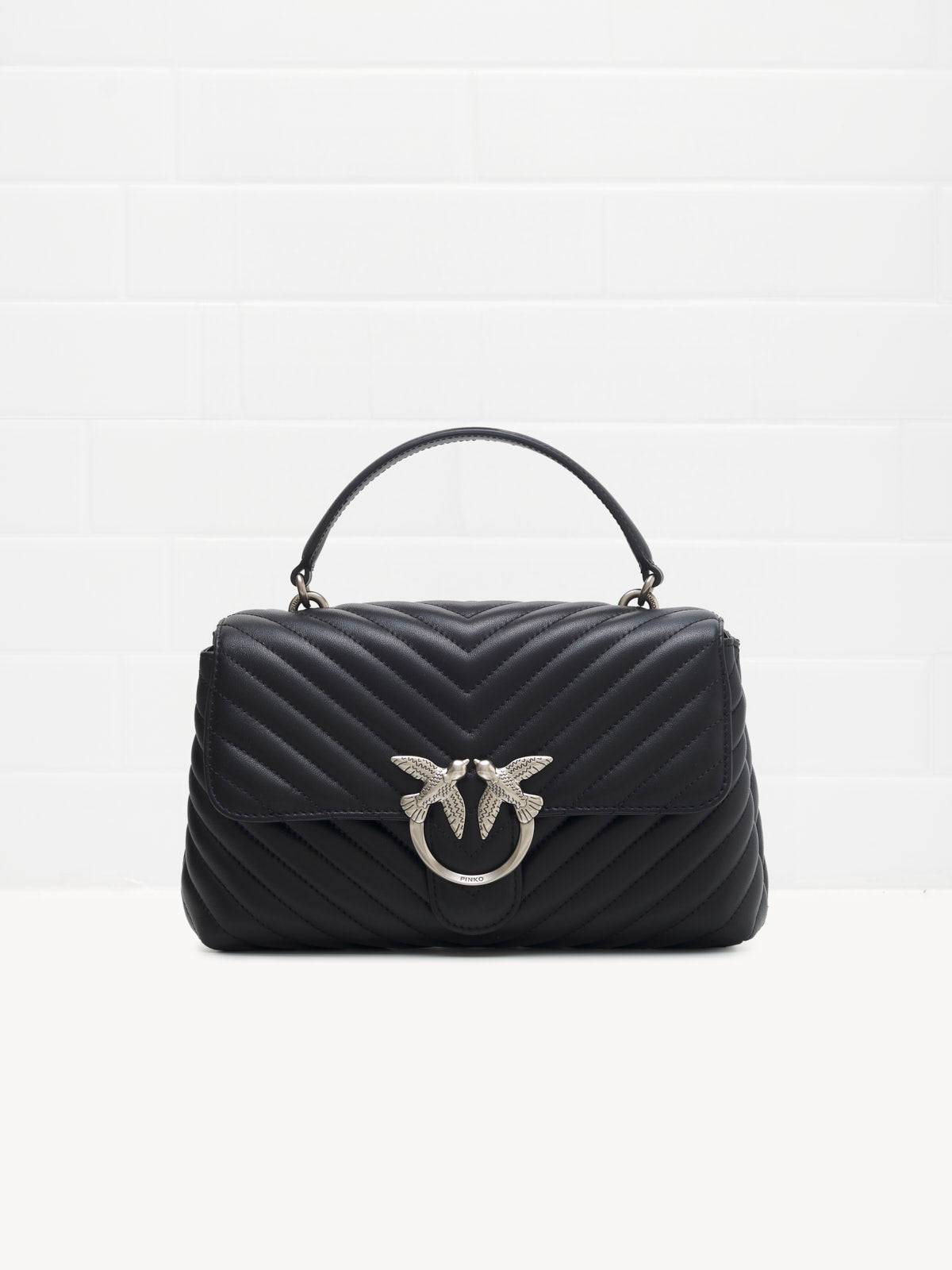 Borsa a Tracolla Classic Lady Love Bag Puff Chevron Black Silver