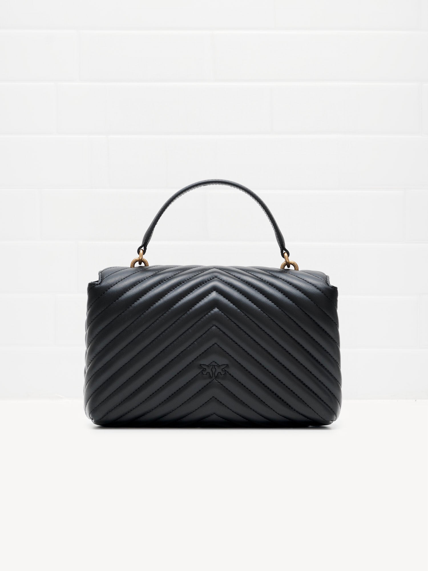 Pinko Classic Lady Love Bag Puff Chevron Black Gold