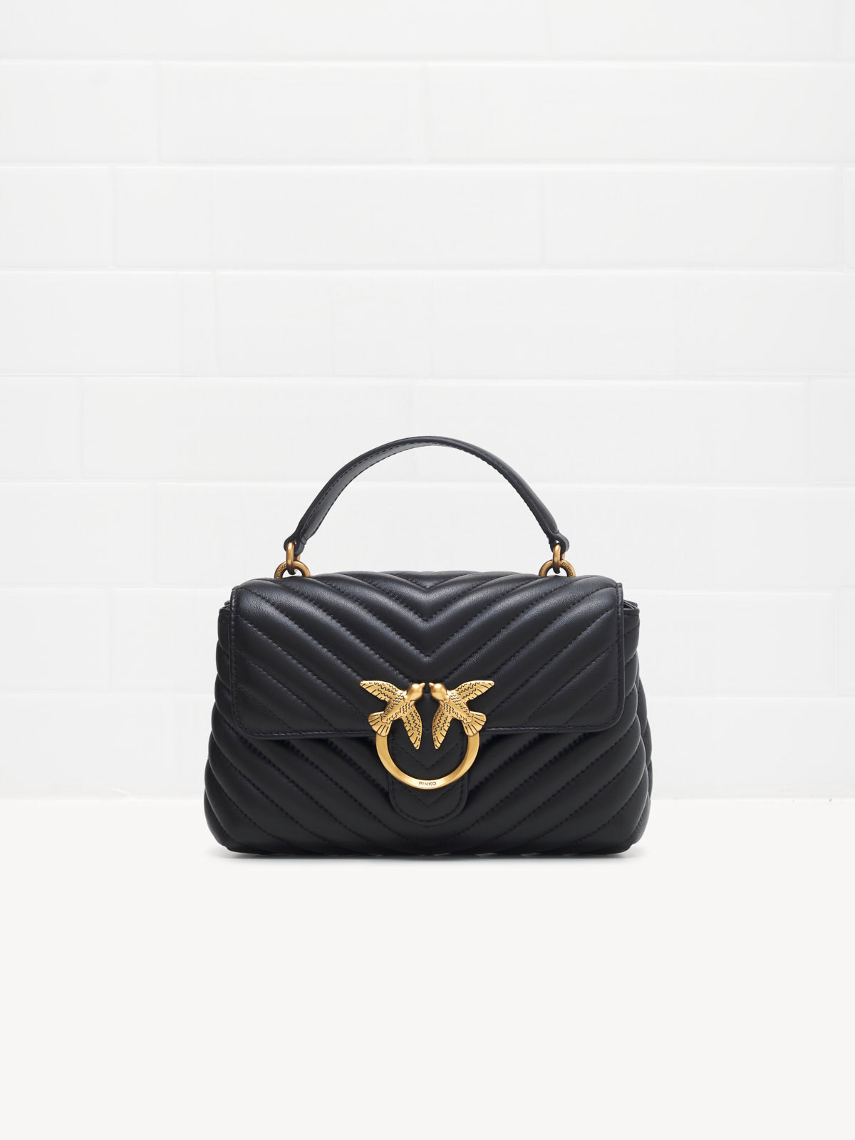 Borsa a Tracolla Classic Lady Love Bag Puff Mini Chevron Black Gold