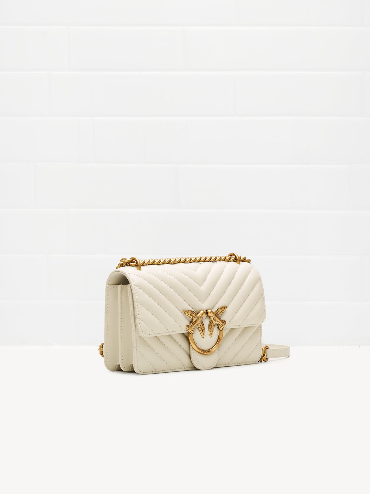 PINKO - Borsa a Tracolla Love One Mini DC white gold 