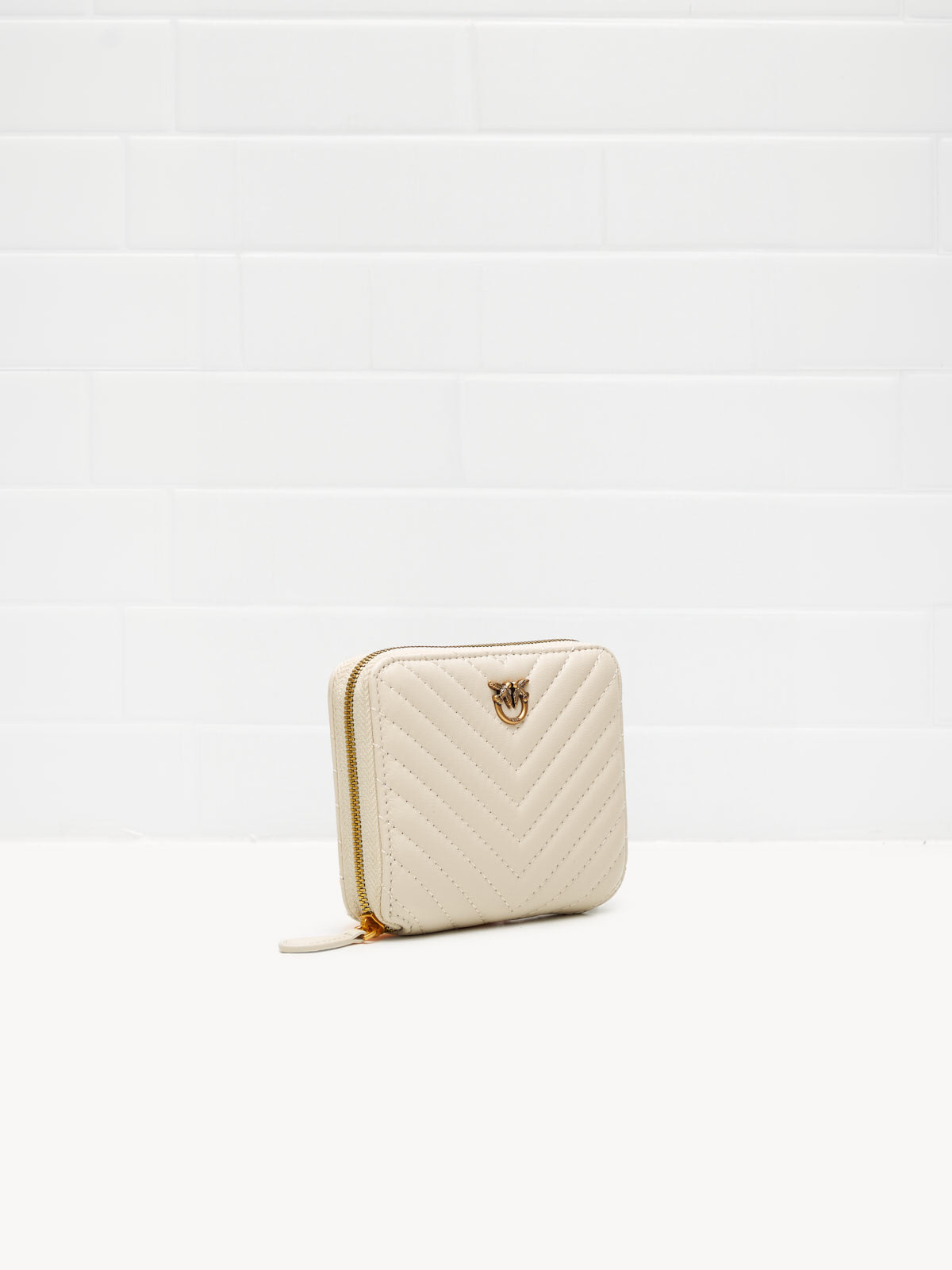 PINKO - Portafoglio Taylor Zip Around white gold 