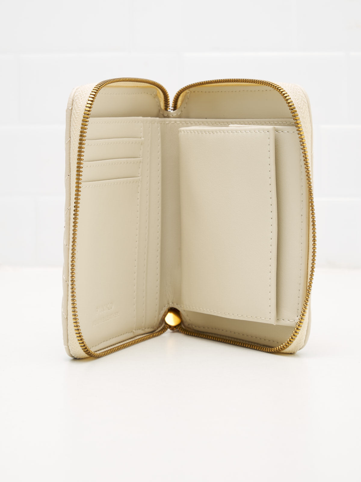 PINKO - Portafoglio Taylor Zip Around white gold 
