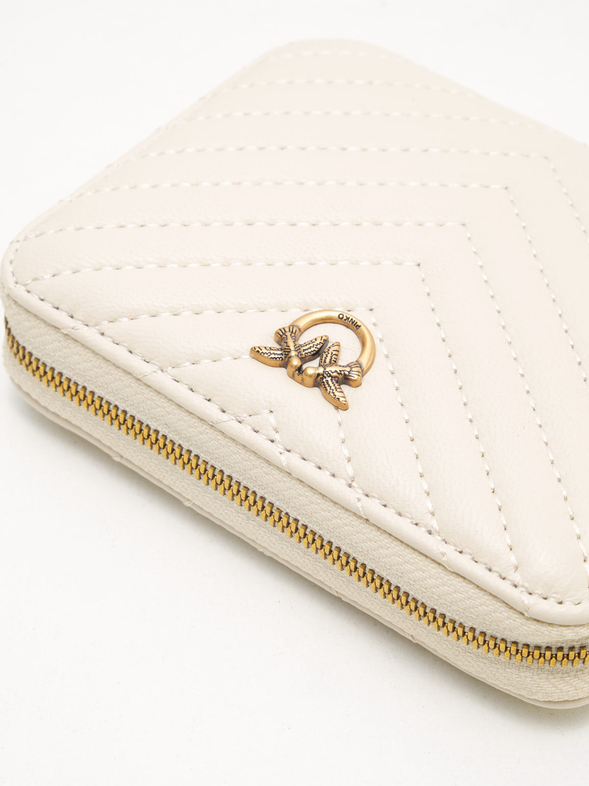 PINKO - Portafoglio Taylor Zip Around white gold 