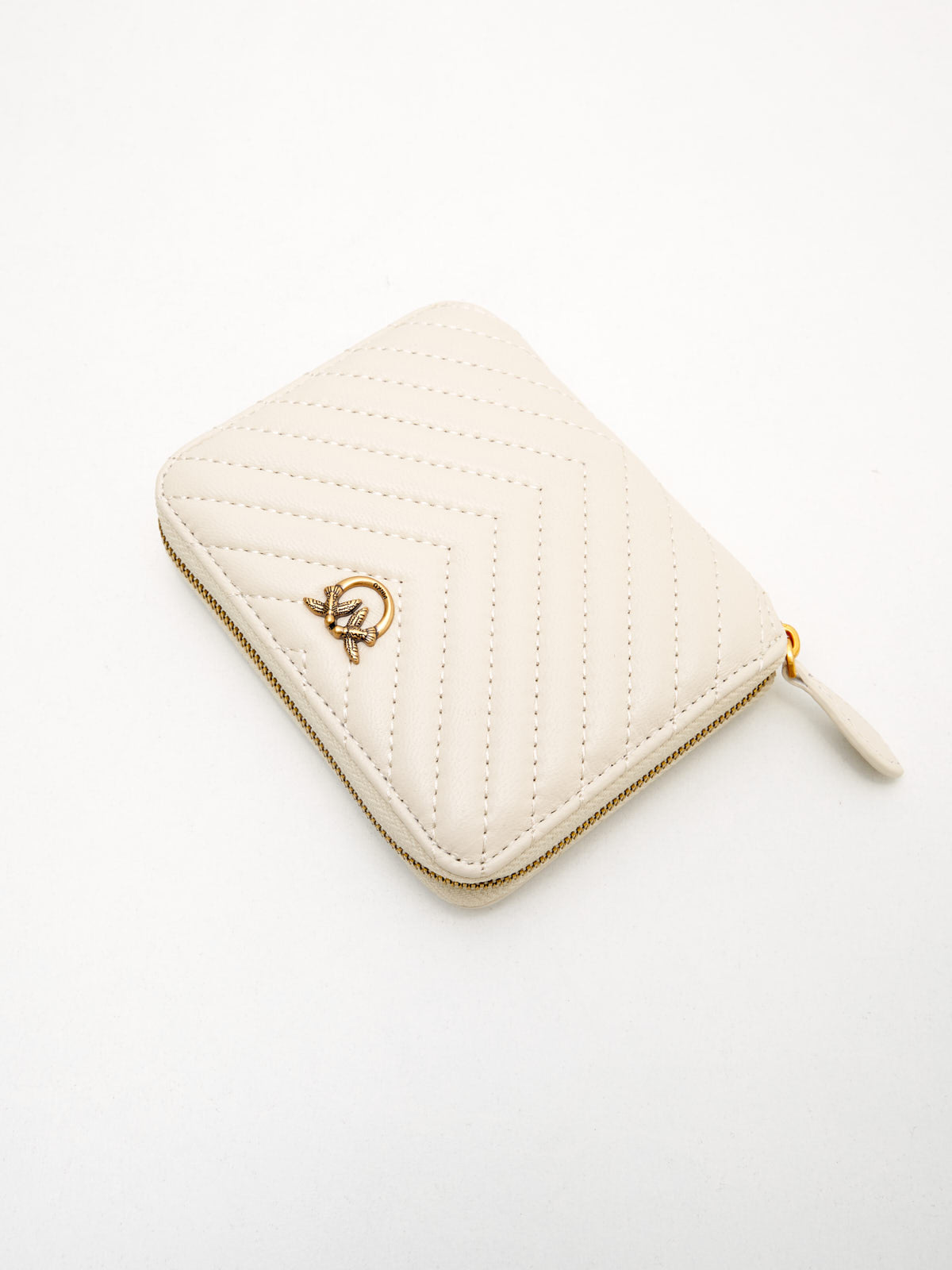 PINKO - Portafoglio Taylor Zip Around white gold 