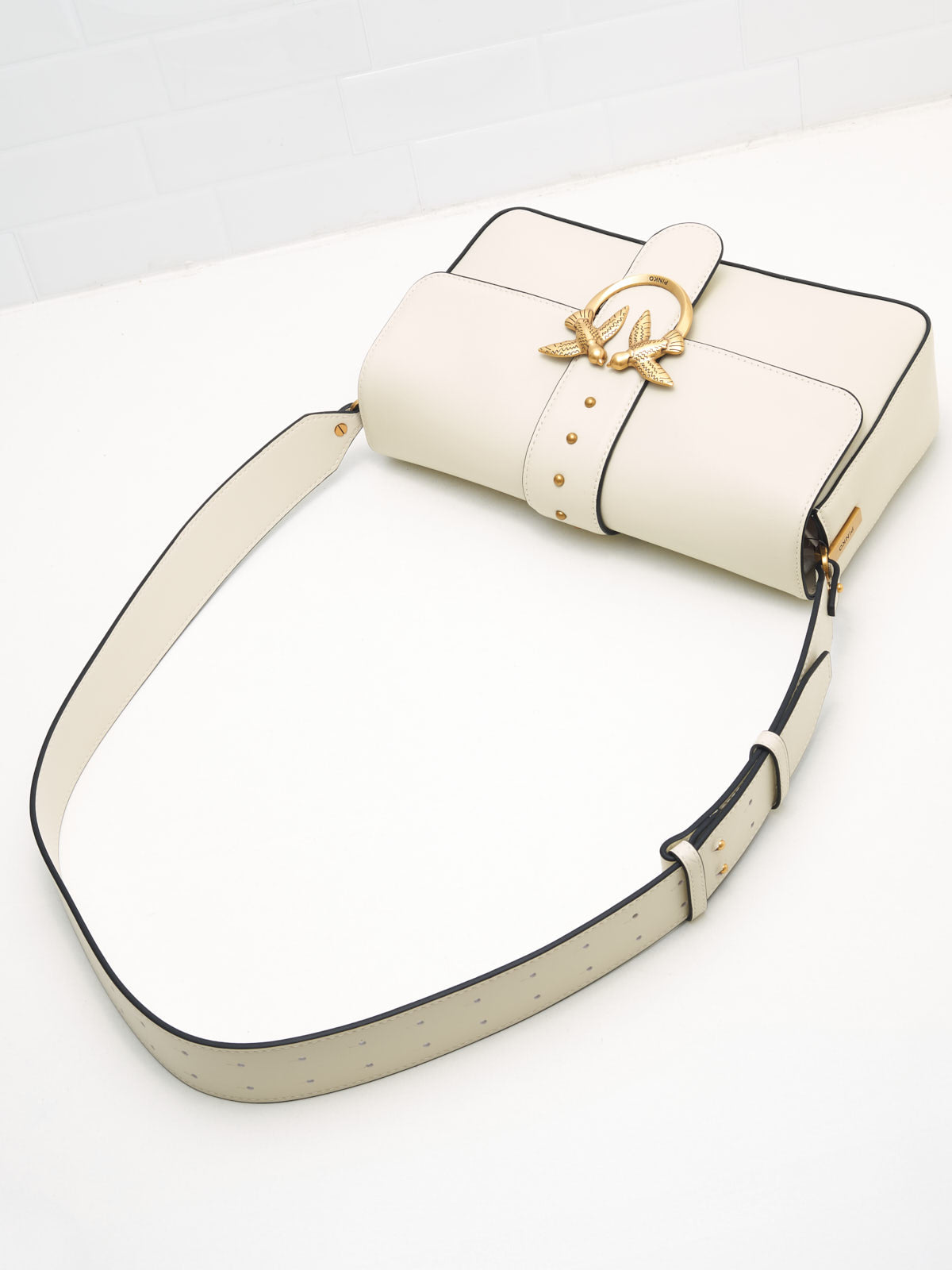 PINKO - Borsa a Tracolla Love One Classic Slouchy FL white gold 