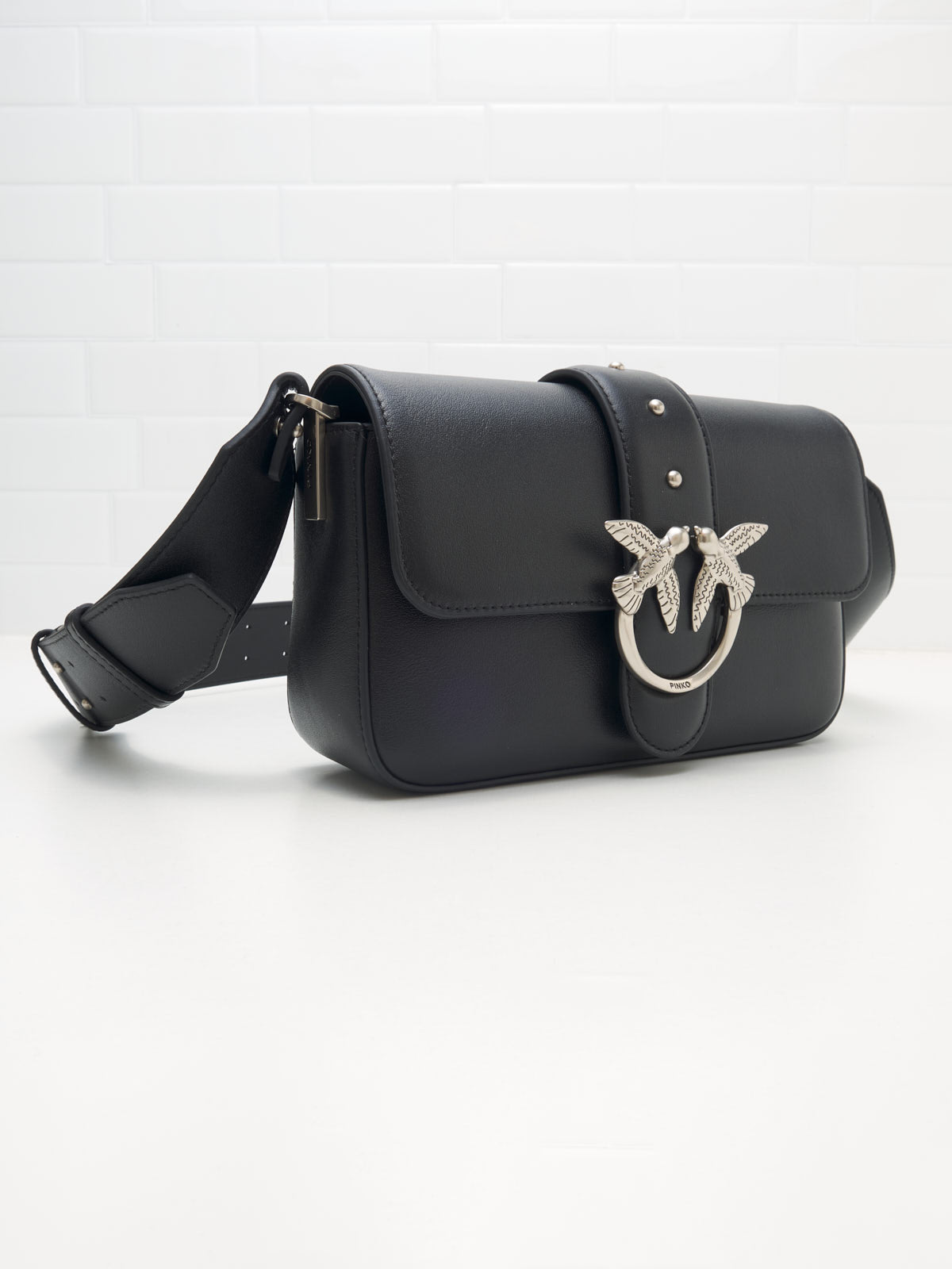 PINKO - Borsa a Tracolla Love One Mini Slouchy FL black silver 
