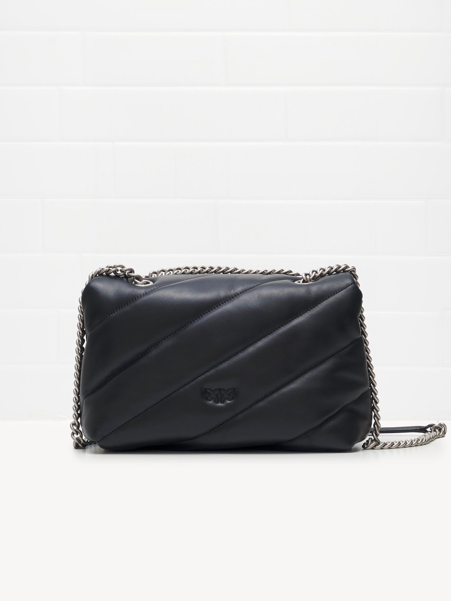 PINKO - Borsa a Tracolla Classic Love Bag Puff Maxi Quilt black silver 