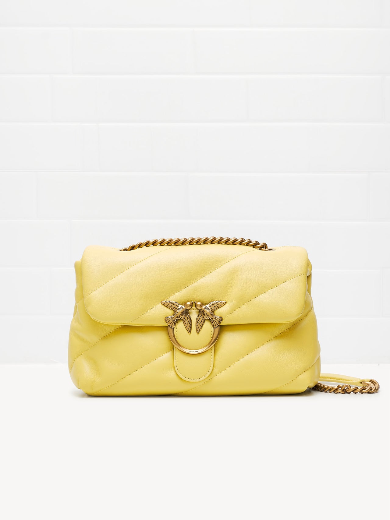 Classic Love Bag Puff Maxi Quilt shoulder bag yellow gold