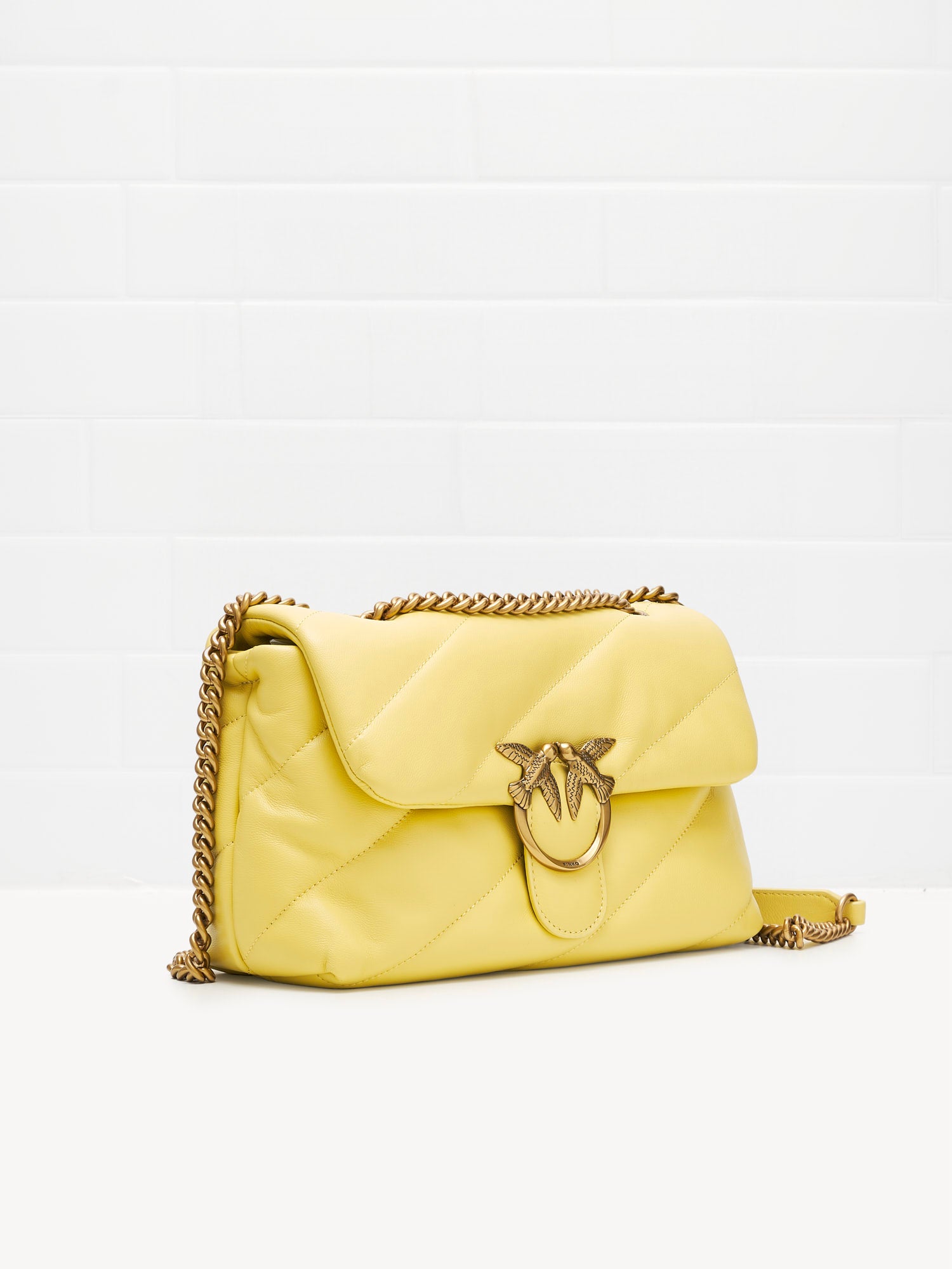 PINKO - Borsa a Tracolla Classic Love Bag Puff Maxi Quilt yellow gold 