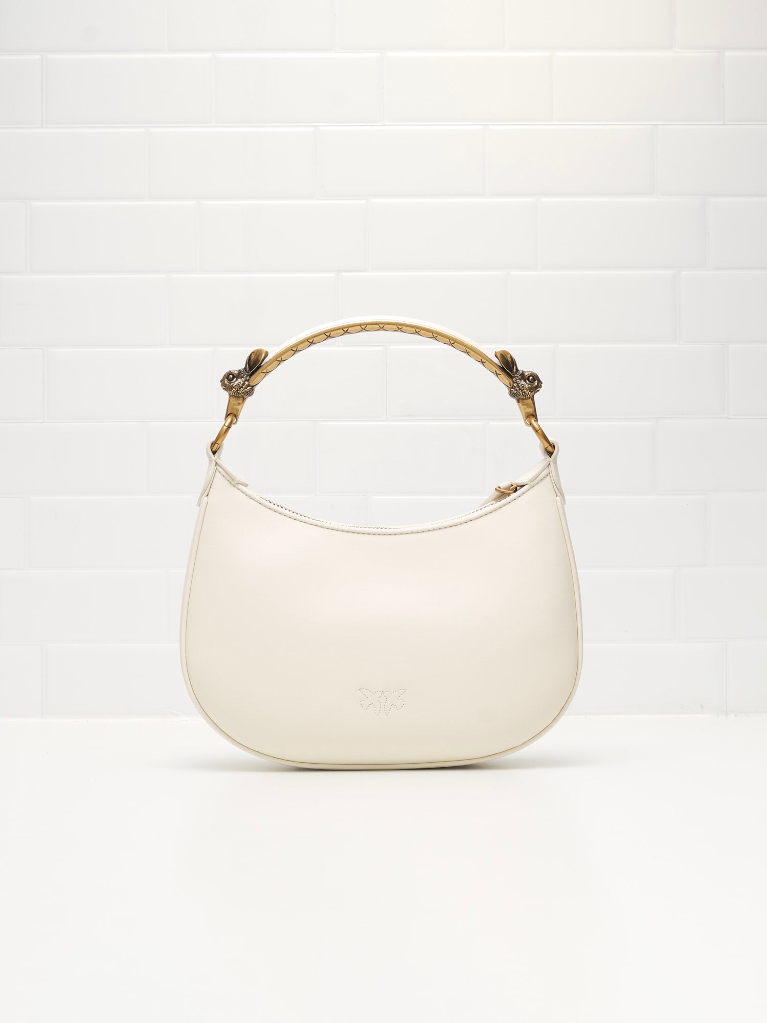 PINKO - Borsa a Tracolla Love Mini Half moon milk gold 