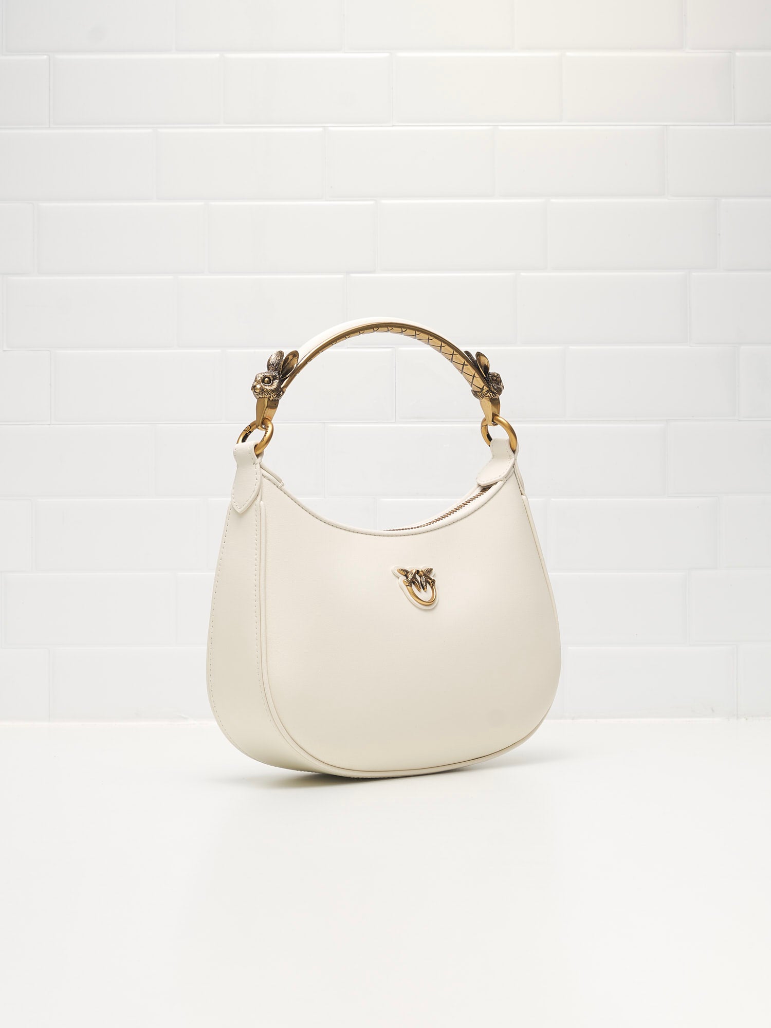 PINKO - Borsa a Tracolla Love Mini Half moon milk gold 