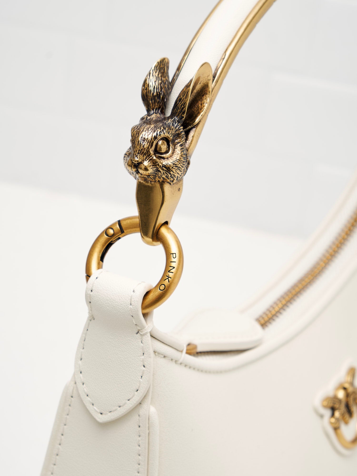 PINKO - Borsa a Tracolla Love Mini Half moon milk gold 