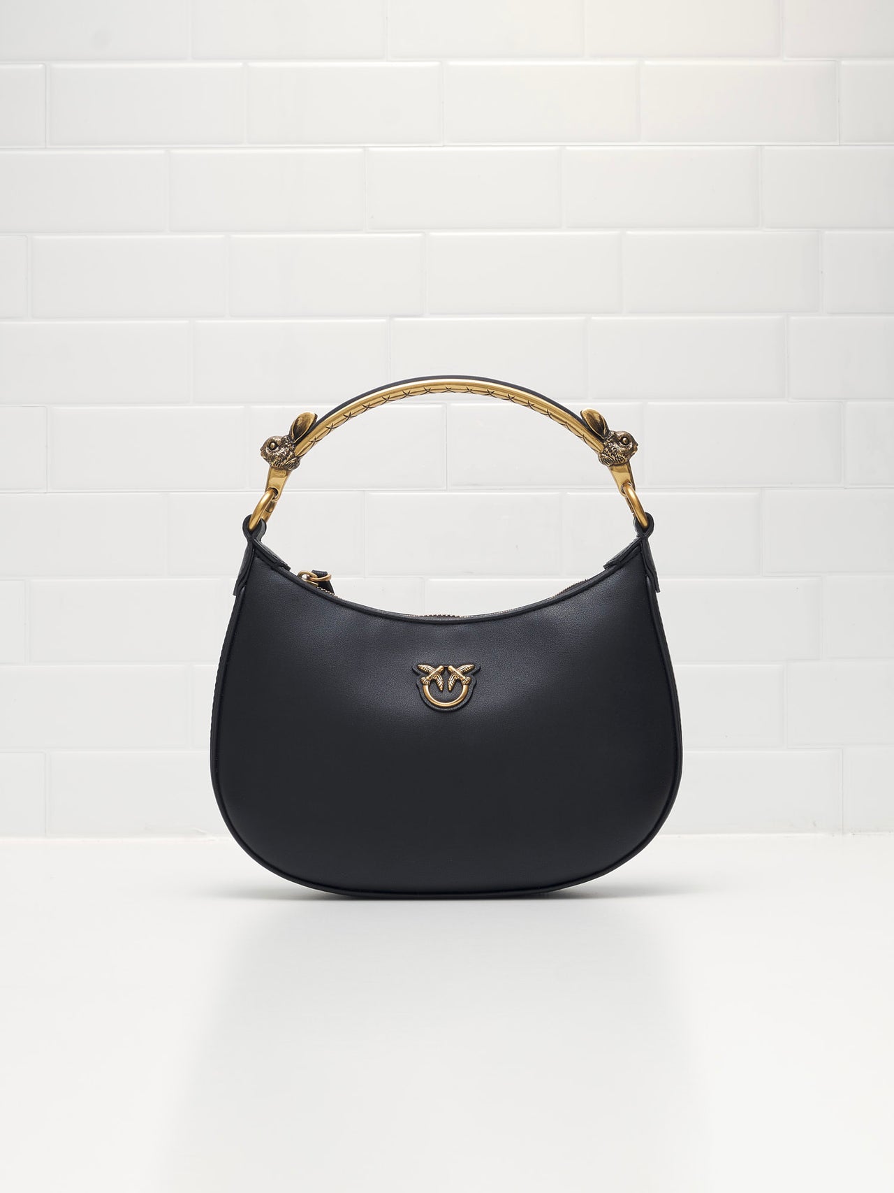 Love Mini Half Moon Black Gold Shoulder Bag
