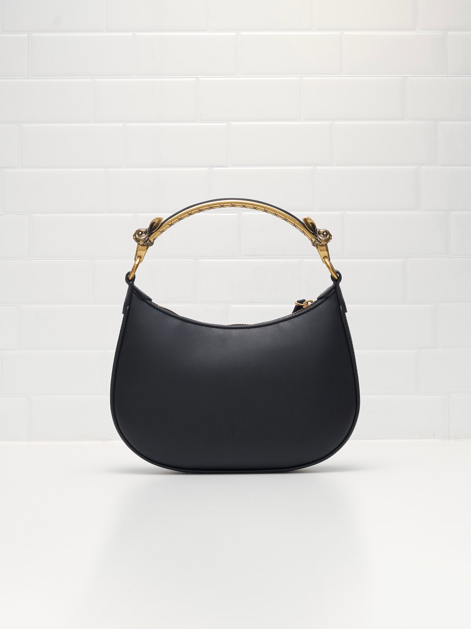 PINKO - Borsa a Tracolla Love Mini Half moon black gold 
