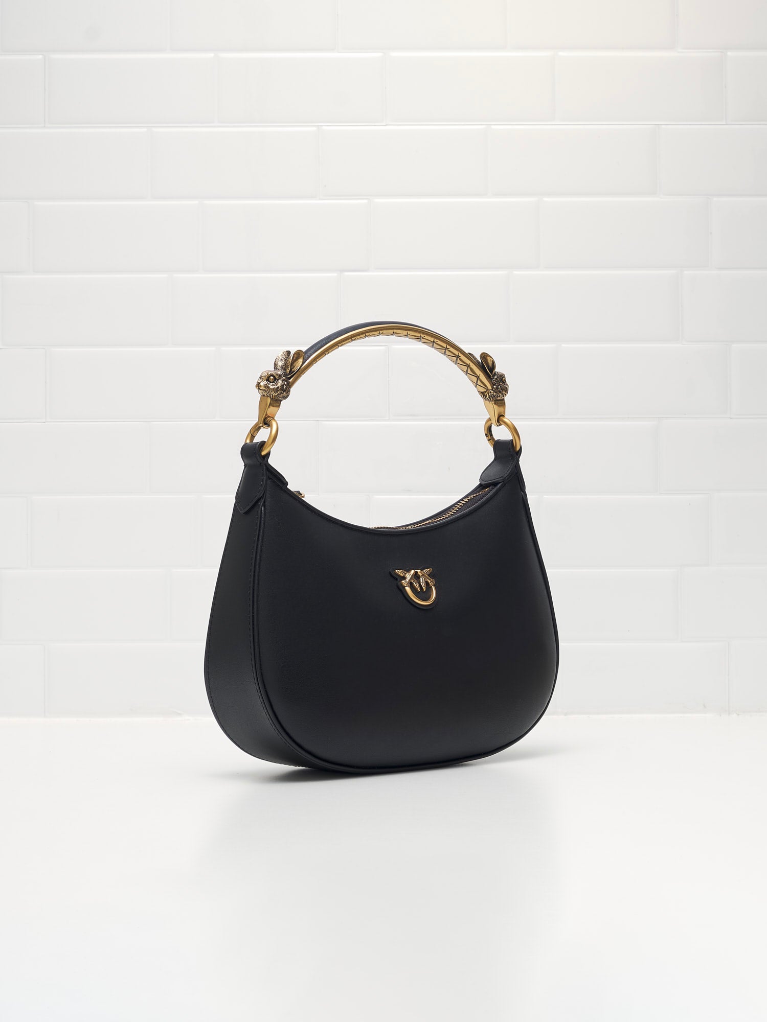 PINKO - Borsa a Tracolla Love Mini Half moon black gold 