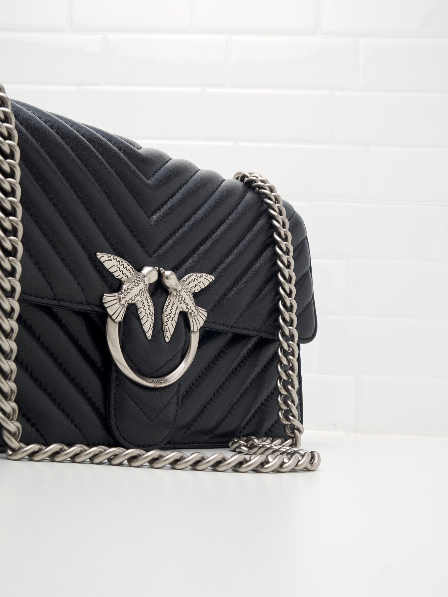 PINKO - Borsa a Tracolla Love One Classic black silver 
