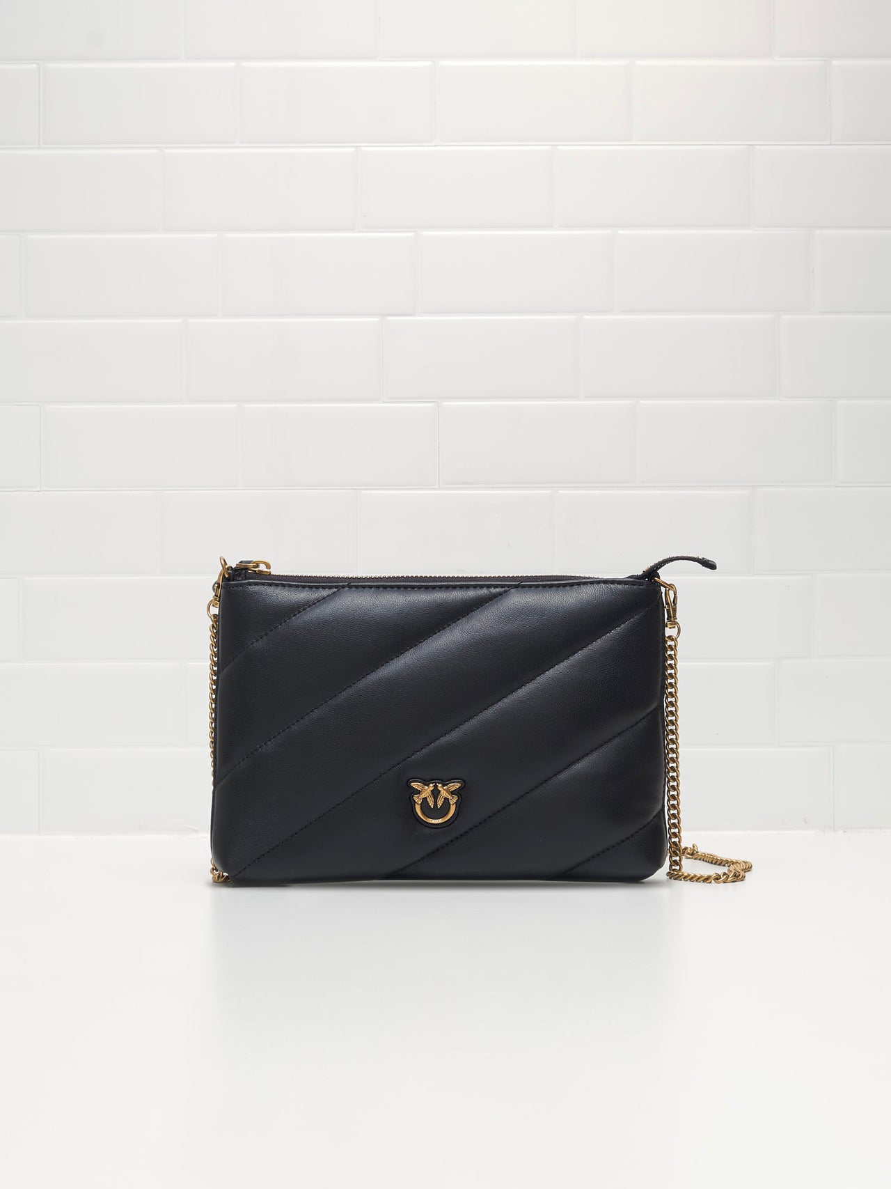 Love Birds Cut Shoulder Bag black gold