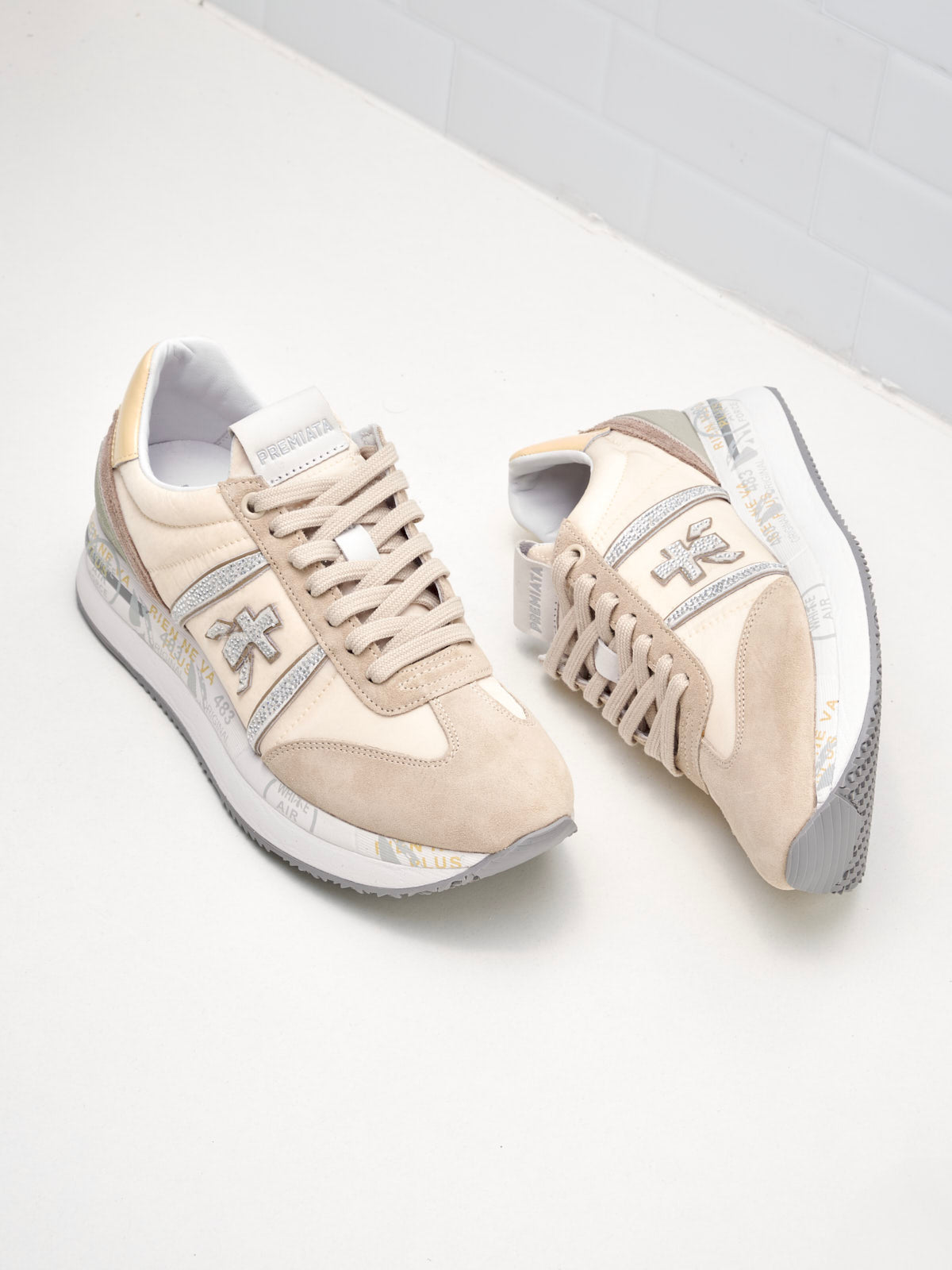 Premiata - Sneakers Connie Woman beige sand swarovski 