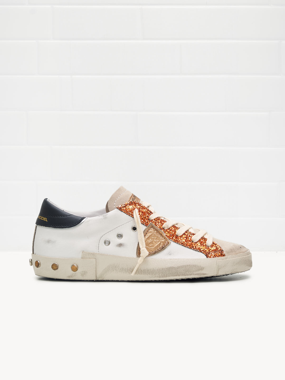 philippe model - Sneakers Donna Paris Pelle Glitter Bianco Nero Rame 