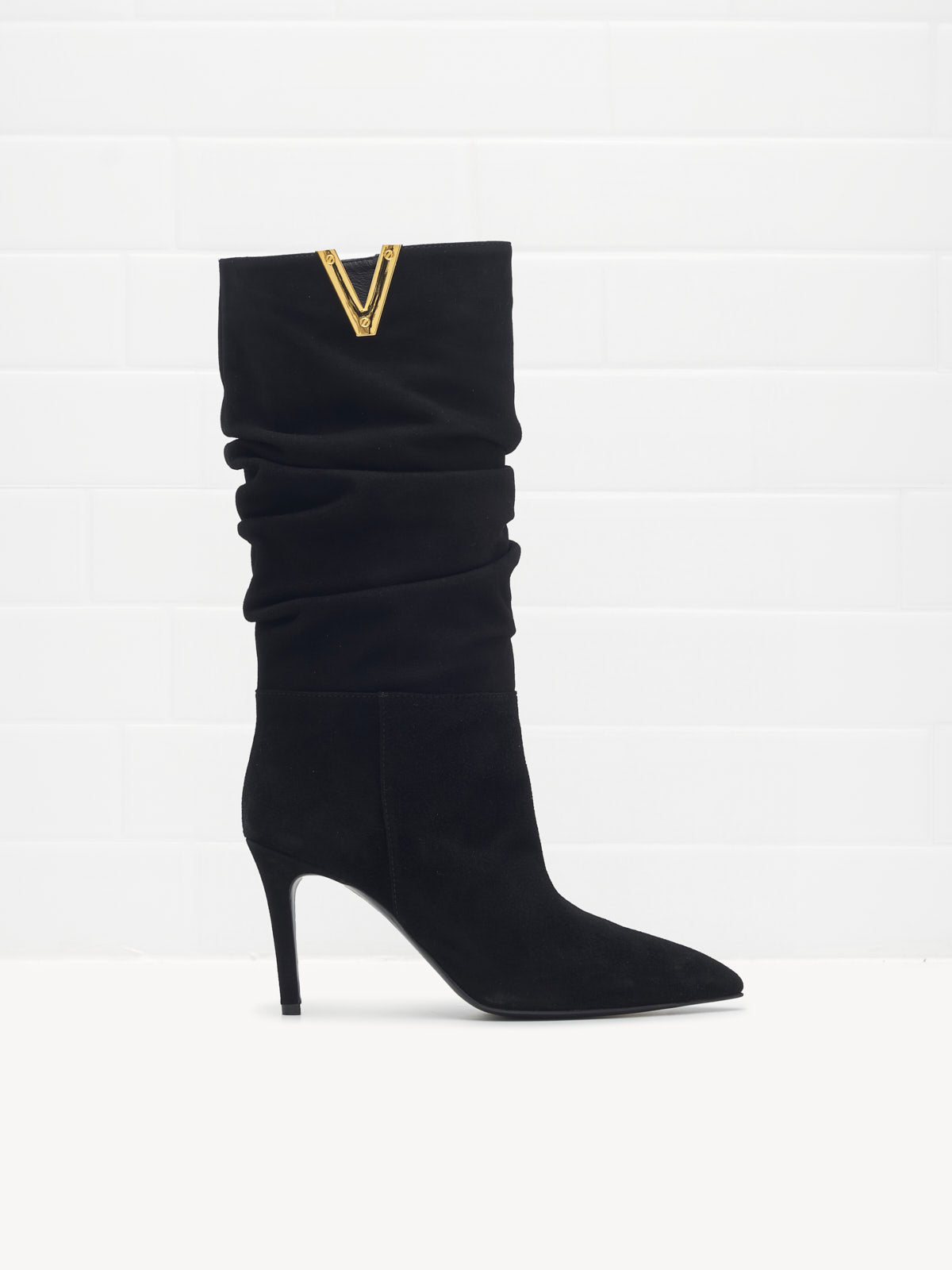 Stivale con tacco Woman V camoscio black
